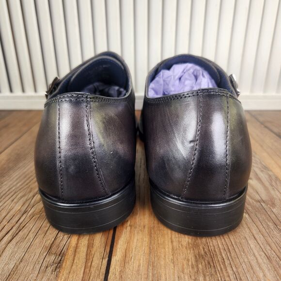 Jump New York Manuel Double Monk Strap Dress Shoes Mens 9 M Grey Leather Preppy - Picture 5 of 11